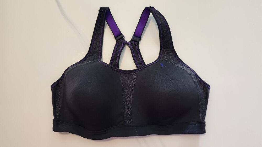Danskin Now Extreme High Impact Sports Bra Black Purple Mesh 34C #425